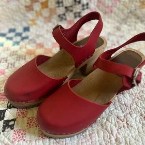 Red Leather Women's Mules & Clogs